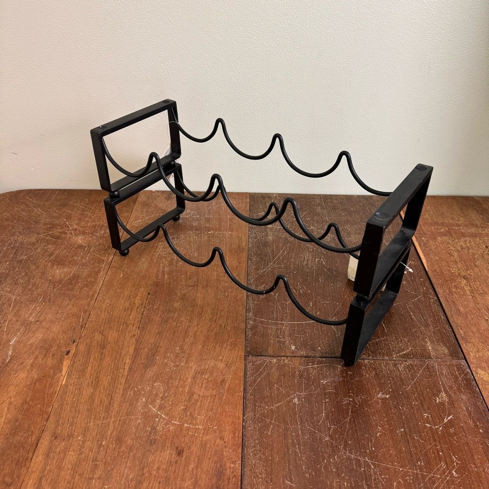 Wynham Road Black Wrought Iron Pair (2) Stacking Wine Bottle Holders NEW - Picture 5 of 10
